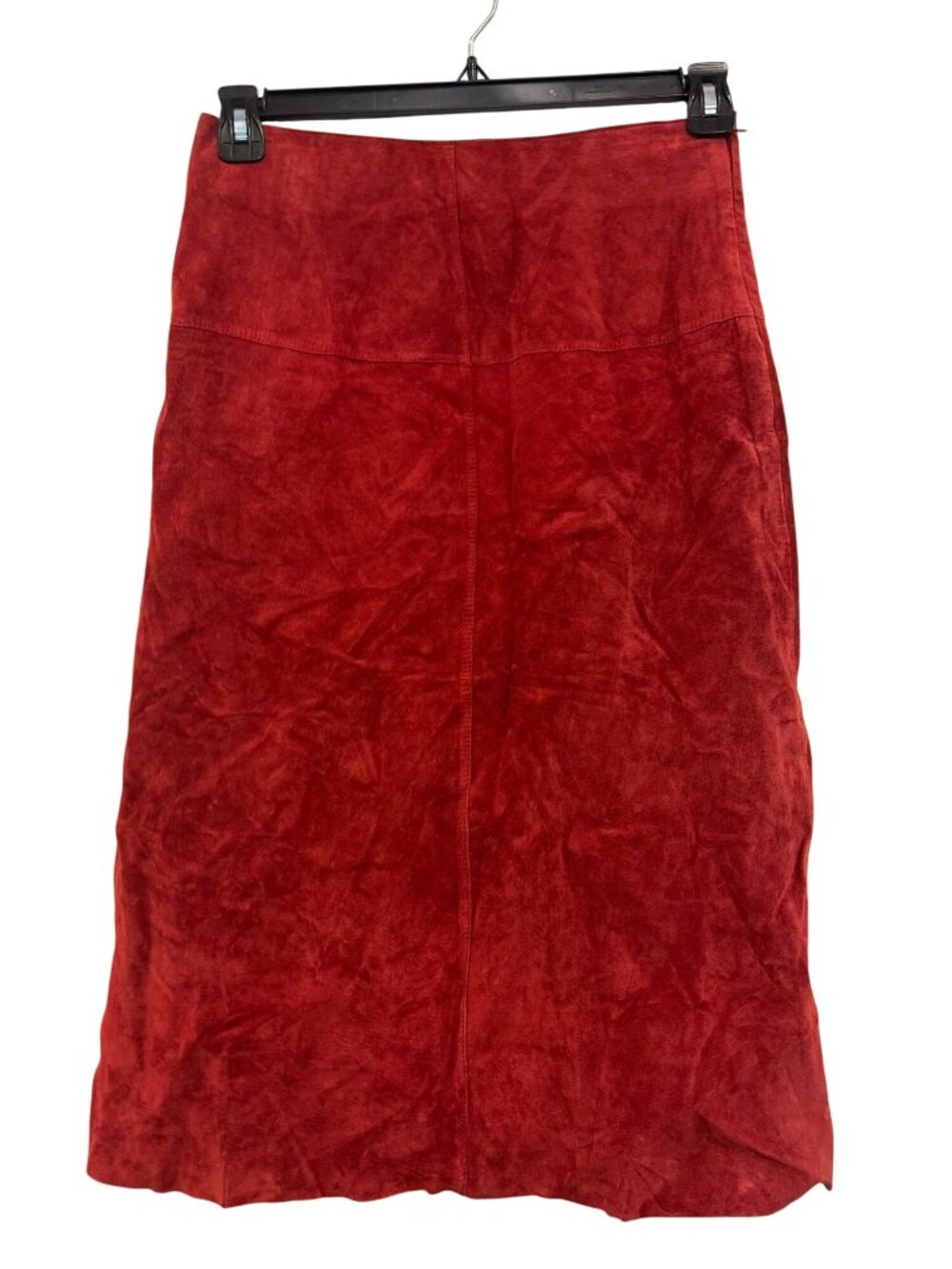 Co & Eddy Womens Red Genuine Suede Midi Skirt Size 4 29" Length